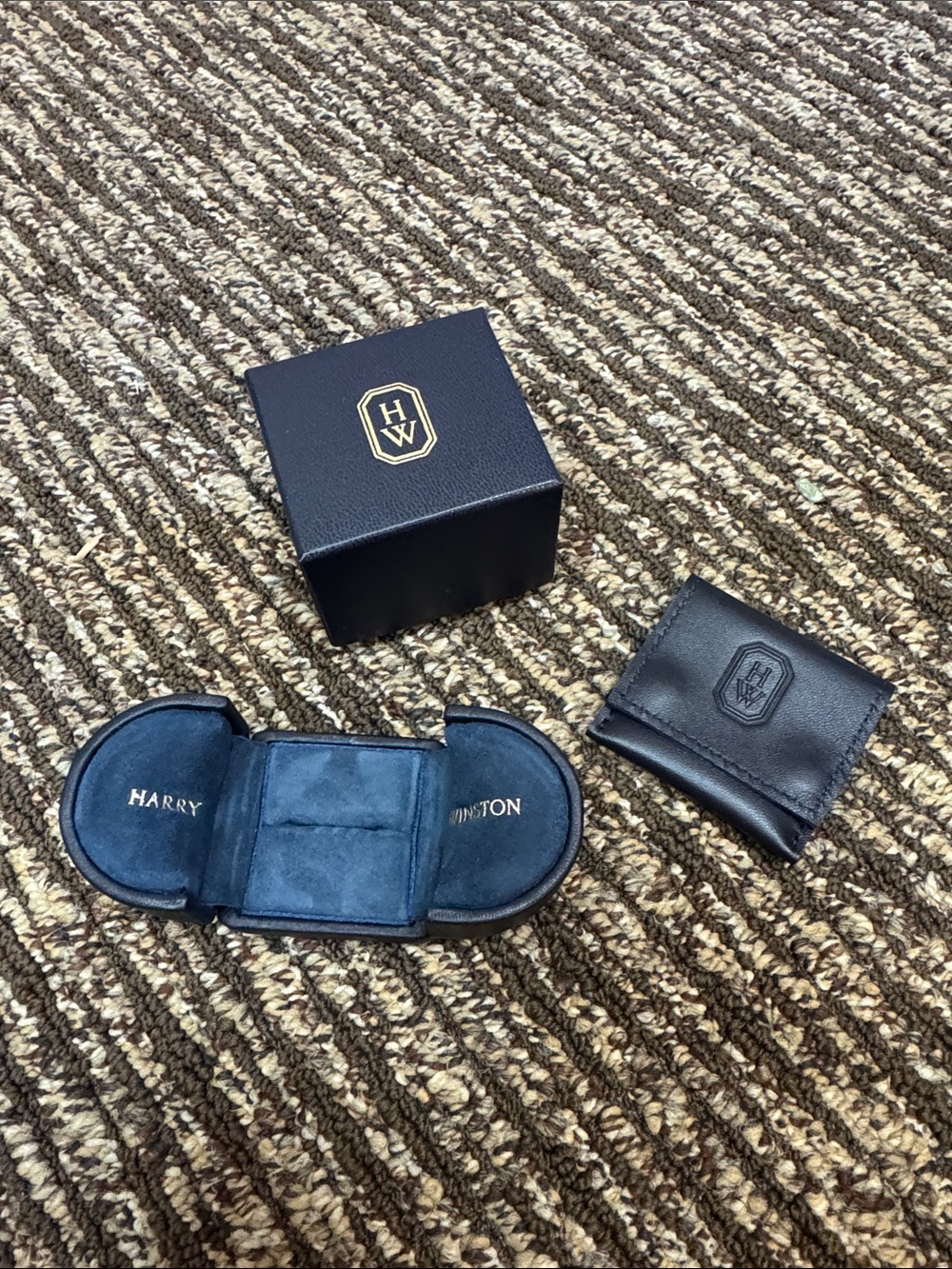 Harry Winston Black Leather Cufflink Travel Case Set